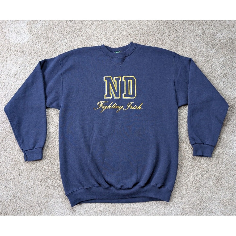 Vintage Notre Dame Sweatshirt Mens Large Fighting Irish‎ NCAA Spellout Script